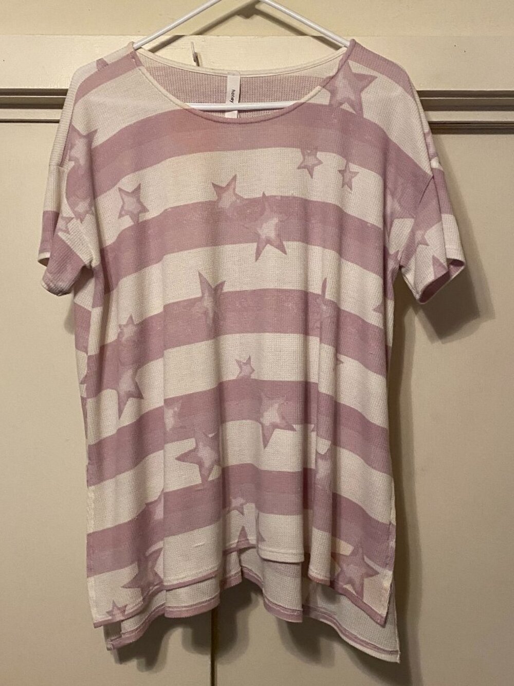 Honeyme, purple stars & stripes, comfy tunic, size S/M
